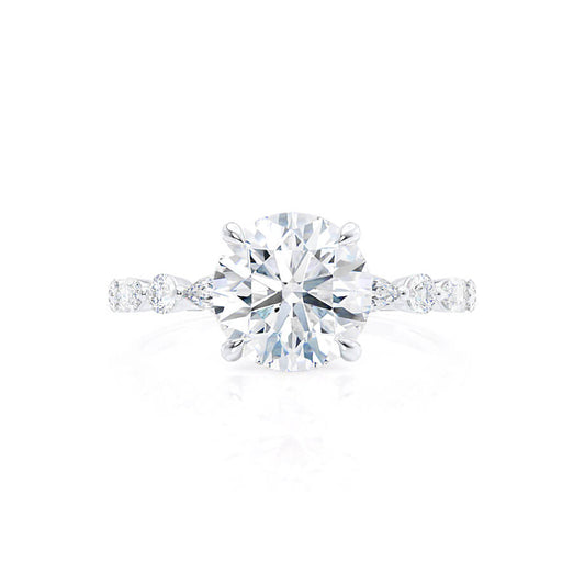 0.90 CT Round Lab Grown Diamond Pave Engagement Ring