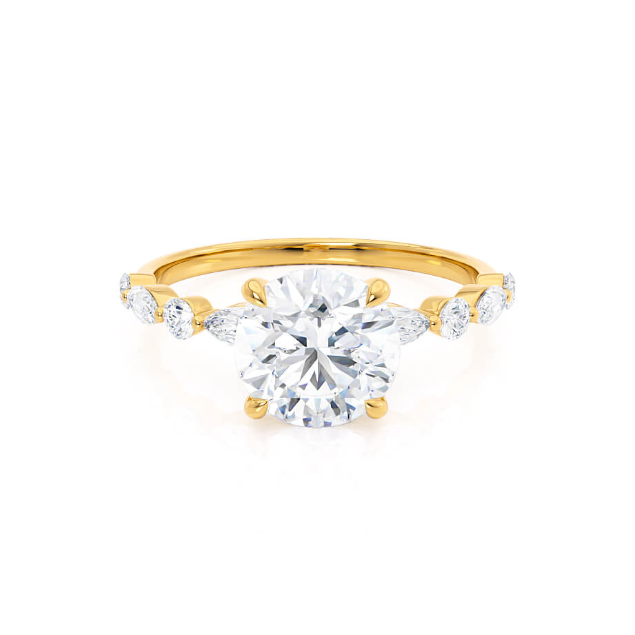 0.90 CT Round Lab Grown Diamond Pave Engagement Ring