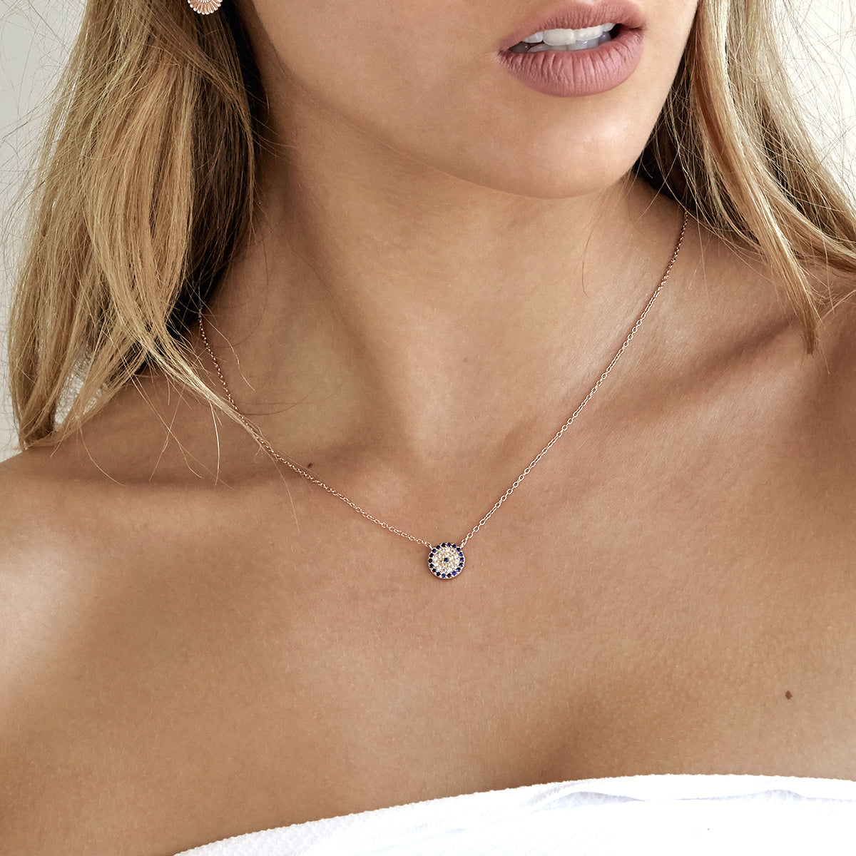 0.30 TCW Round Blue Sapphire Lab-Made  Diamond Necklace 5