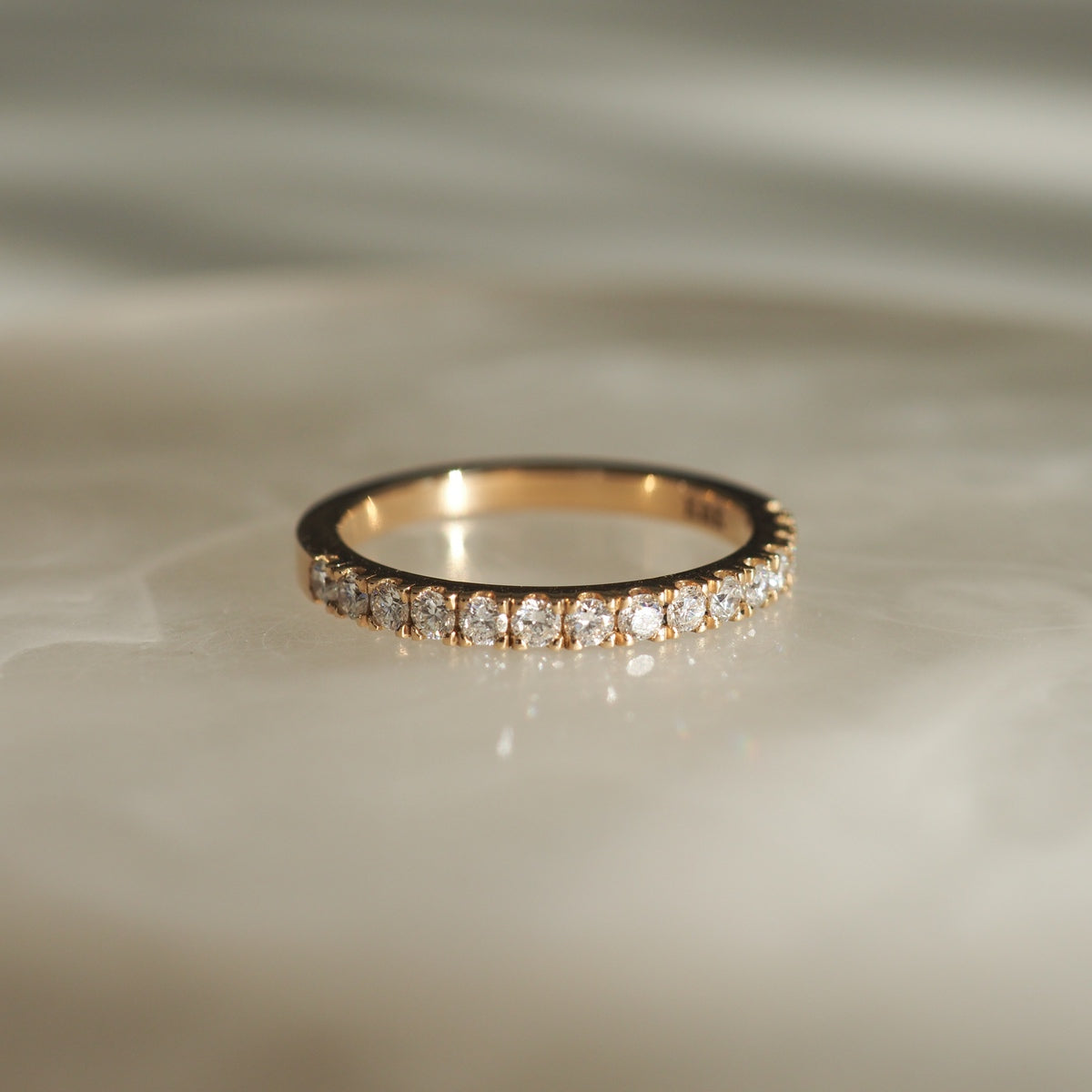 0.50 TCW Round Lab Grown Diamond Half Eternity Wedding Band 1