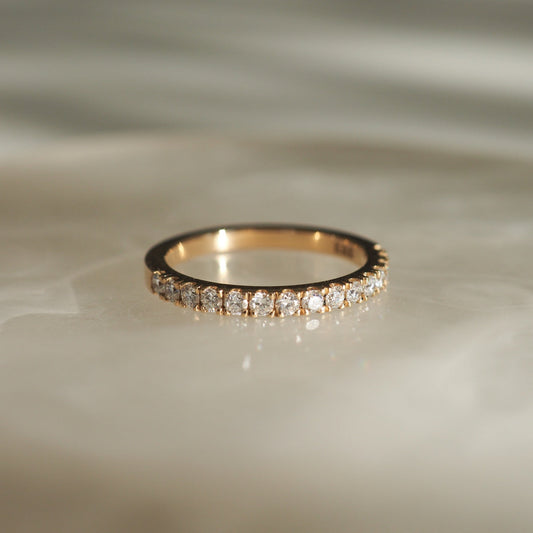 0.50 TCW Round Lab Grown Diamond Half Eternity Wedding Band