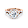 Load image into Gallery viewer, 0.50 CT Round Lab-Grown Diamond Halo & Pave Engagement Ring
