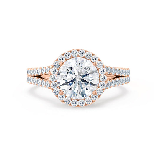 0.50 CT Round Lab-Grown Diamond Halo & Pave Engagement Ring