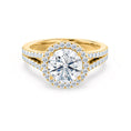 Load image into Gallery viewer, 0.50 CT Round Lab-Grown Diamond Halo Engagement Ring With Split Shank Design
