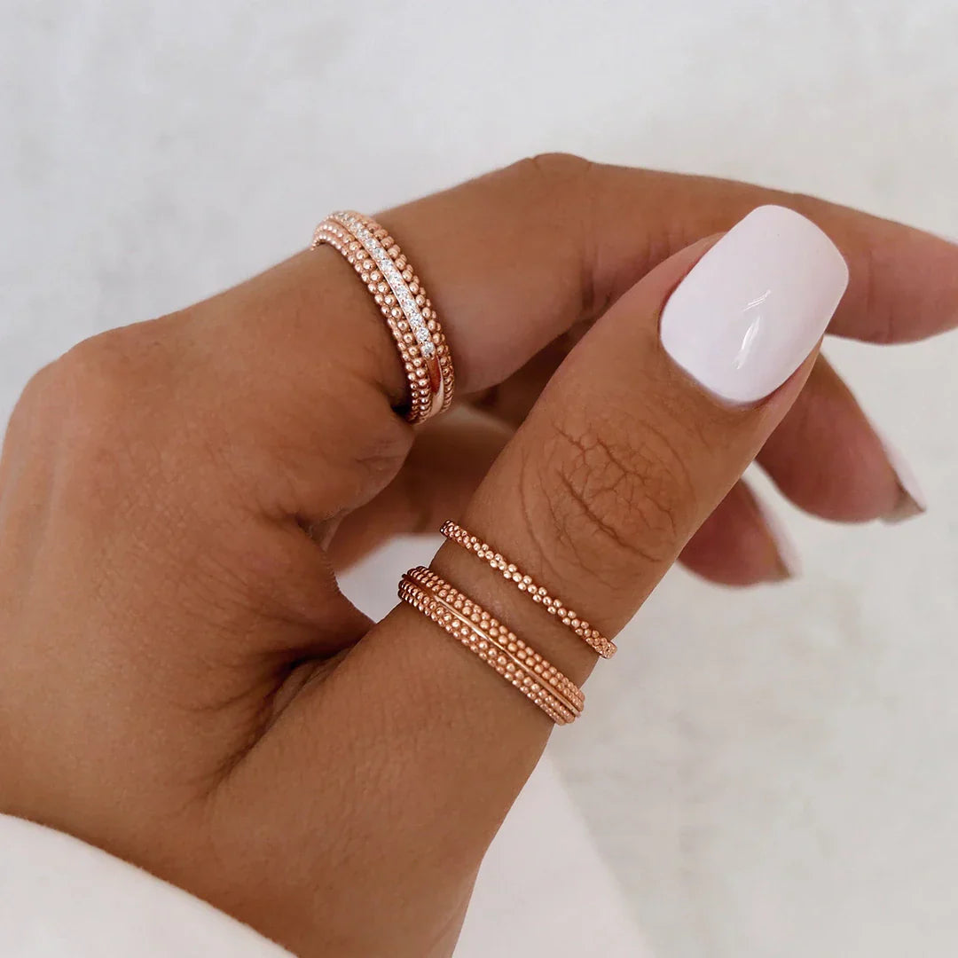 Round Dotted Thick Wedding Band 6