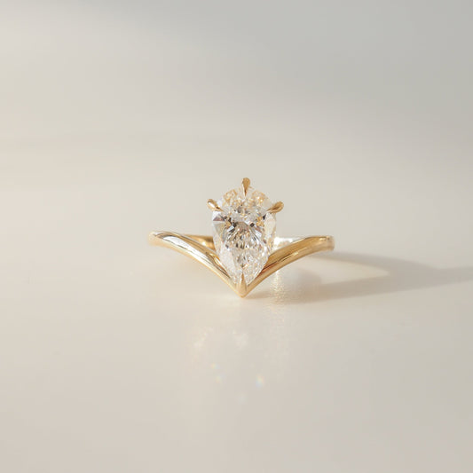 1.3CT Pear-Cut Lab Grown Diamond Solitaire Engagement Ring