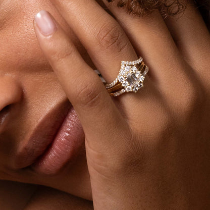 Half Eternity- 0.20 CT Oval Moissanite Wedding Band