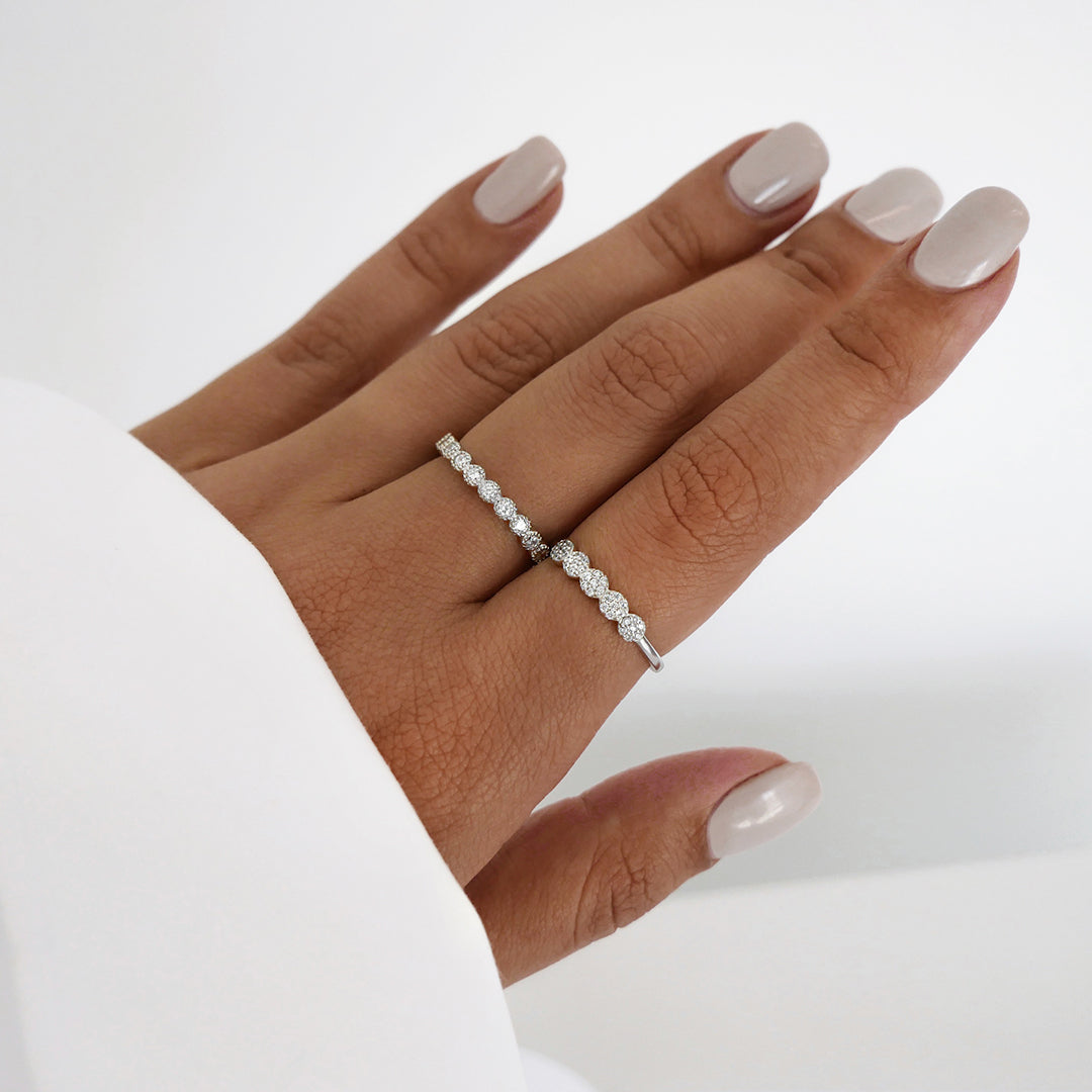 Elegant 0.10 TCW Round Lab-Grown Diamond Cluster Wedding Band 8