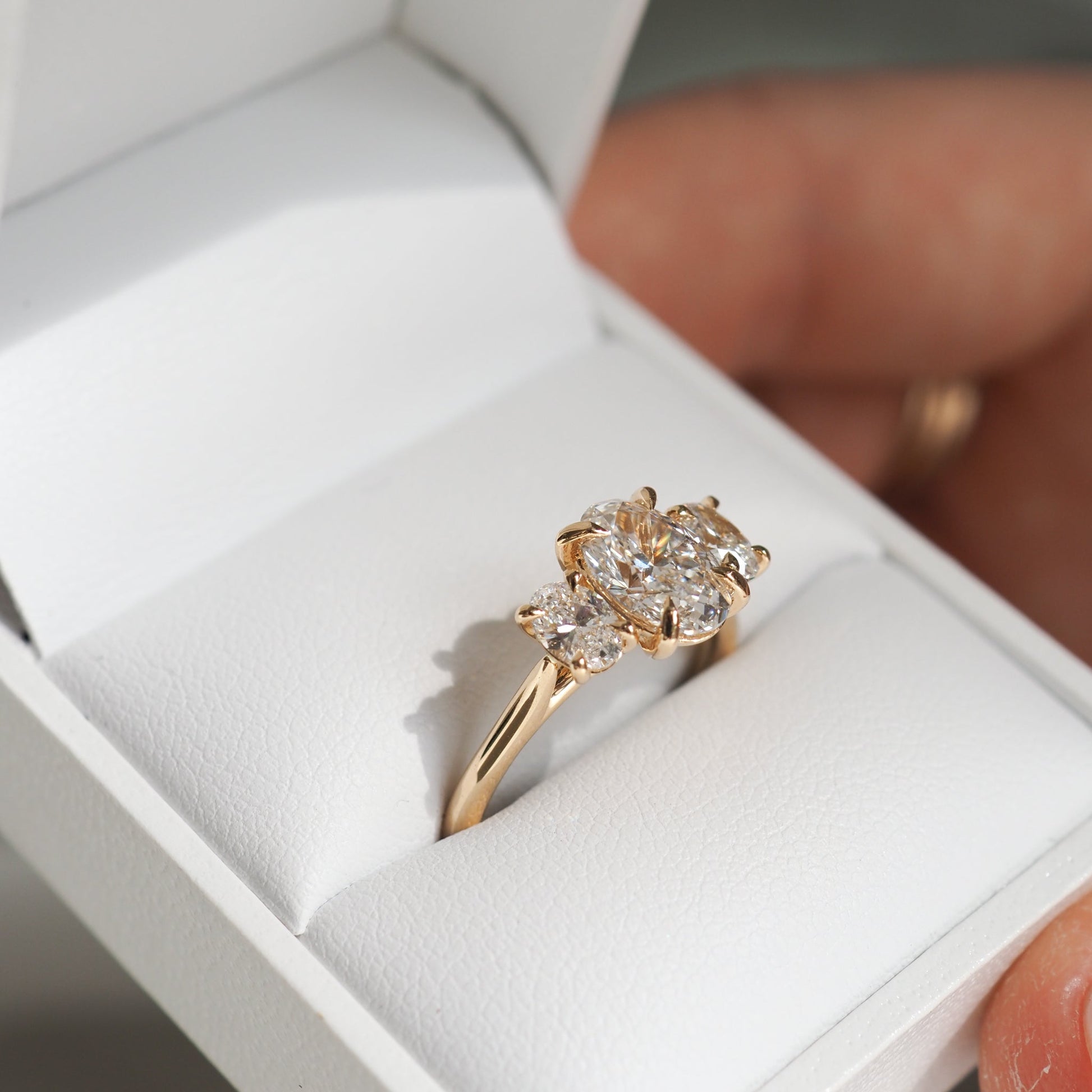 Elegant 1.0 CT Oval Lab Grown Diamond Trio Engagement Ring 2