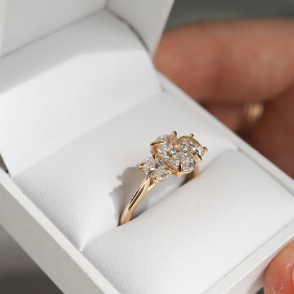 Elegant 1.0 CT Oval Lab Grown Diamond Trio Engagement Ring 2