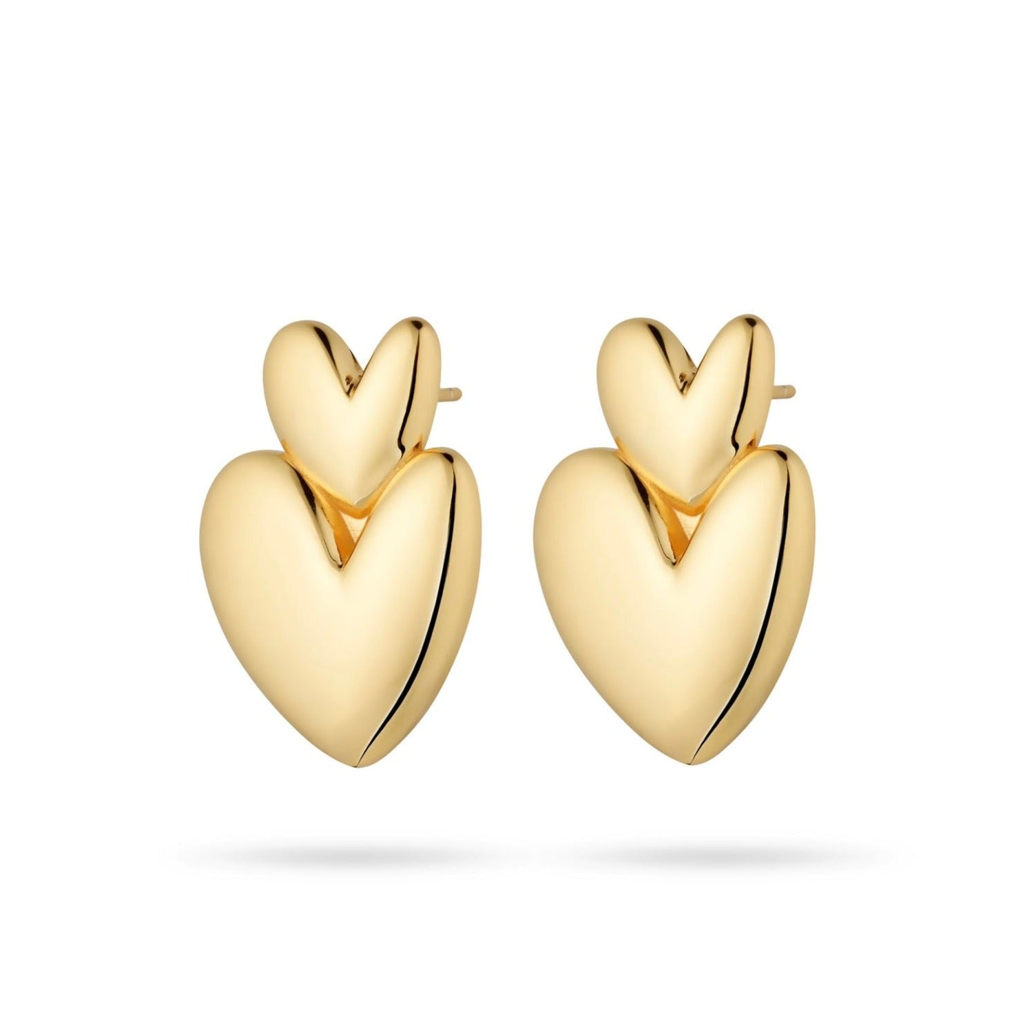 Elegant Gold Double Heart Hoop Earrings 1