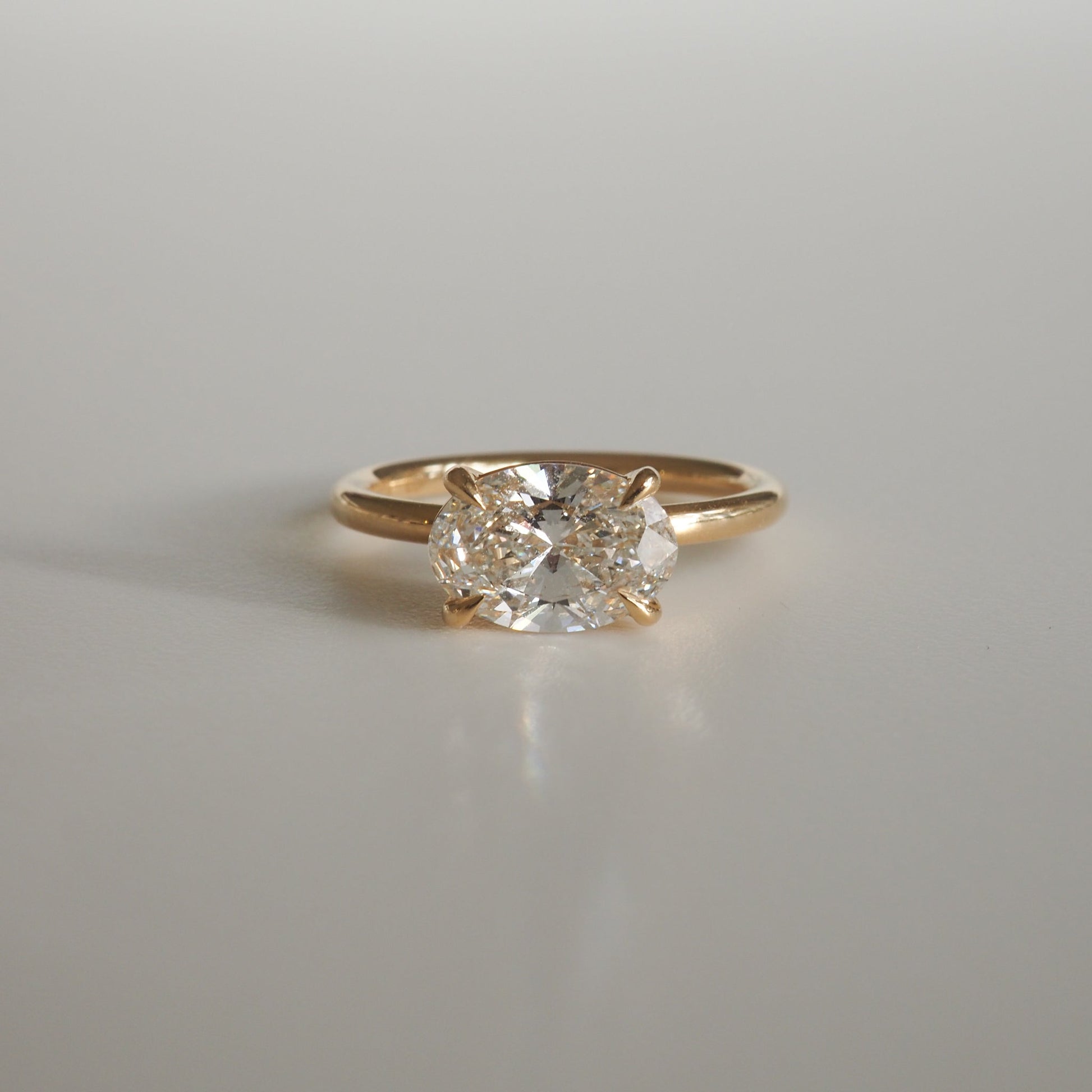 1.0CT Oval Lab Grown Diamond East-West Solitaire Engagement Ring 2