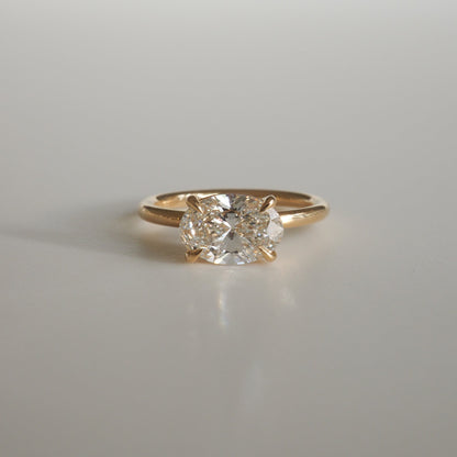 1.0CT Oval Lab Grown Diamond East-West Solitaire Engagement Ring 2