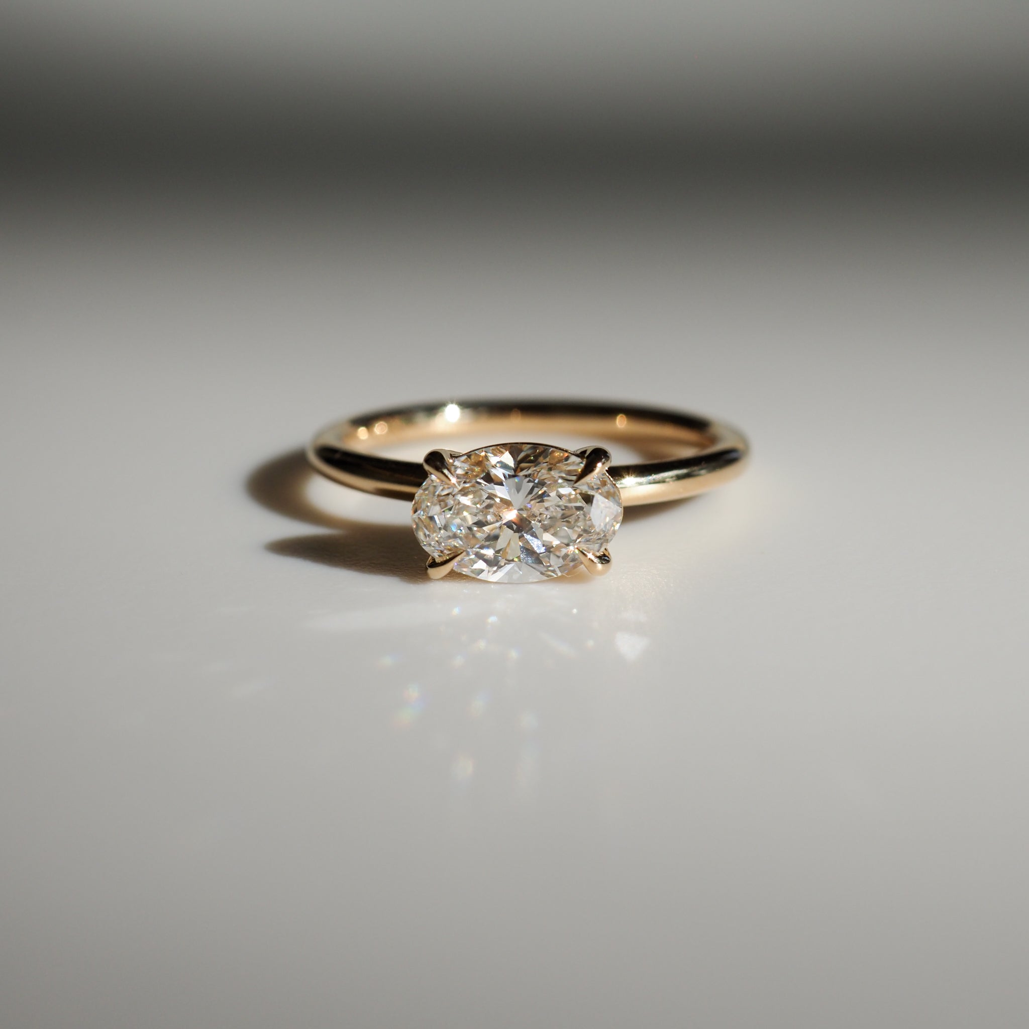 1.0 CT Oval Lab Grown Diamond East-West Solitaire Ring