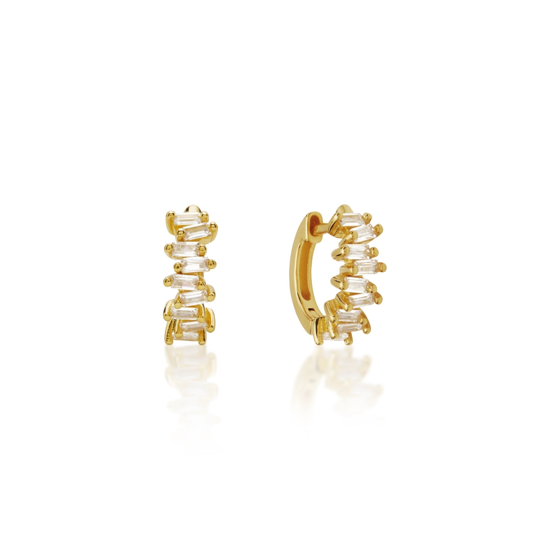 0.45 TCW Baguette Lab-Grown Diamond Gold Hoop Earrings