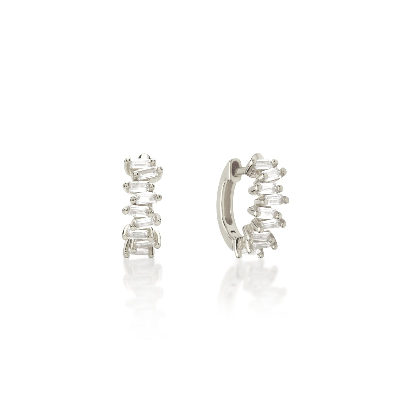 Elegant 0.2 TCW Baguette Lab-Grown Diamond Hoop Earrings 1