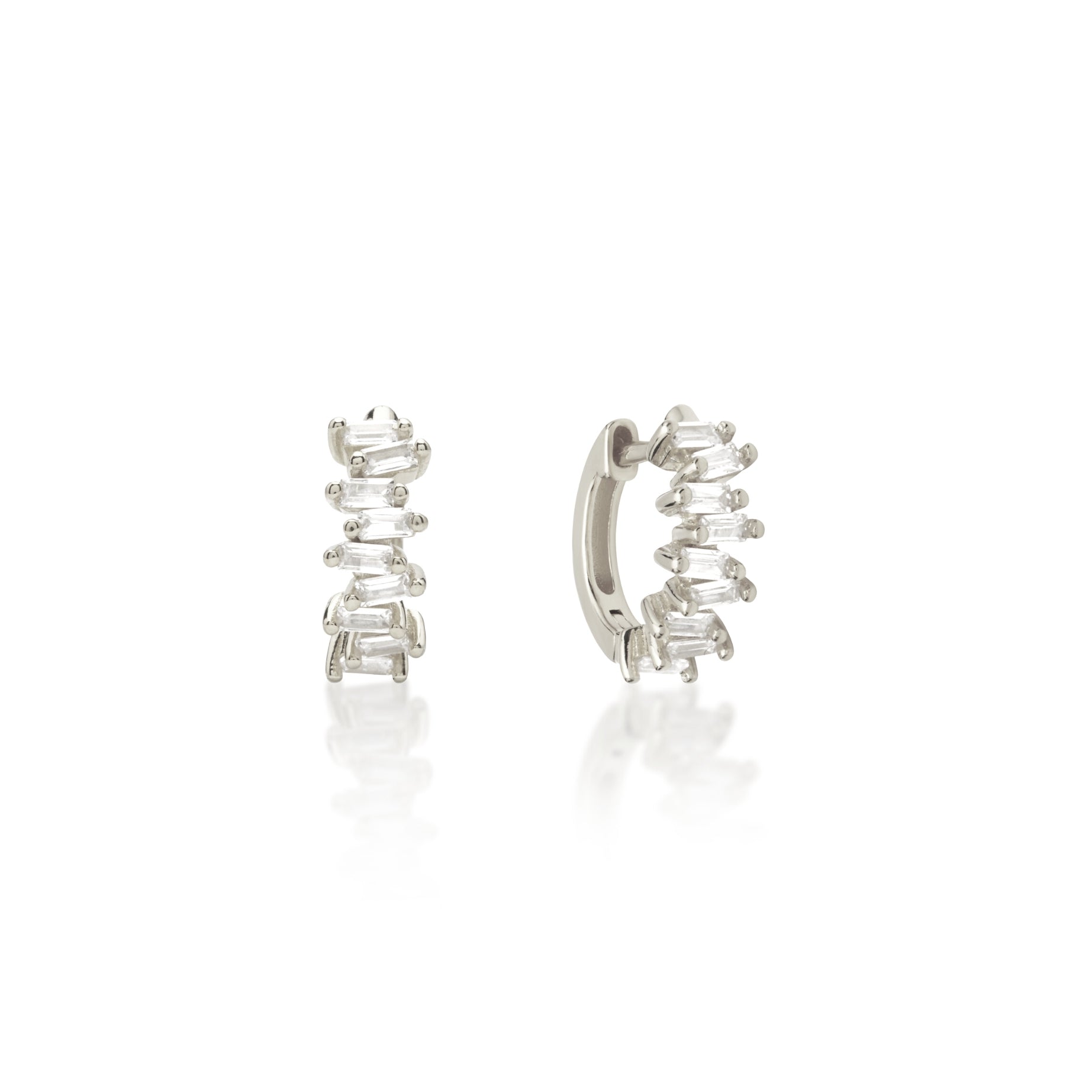 Elegant 0.2 TCW Baguette Lab-Grown Diamond Hoop Earrings 1