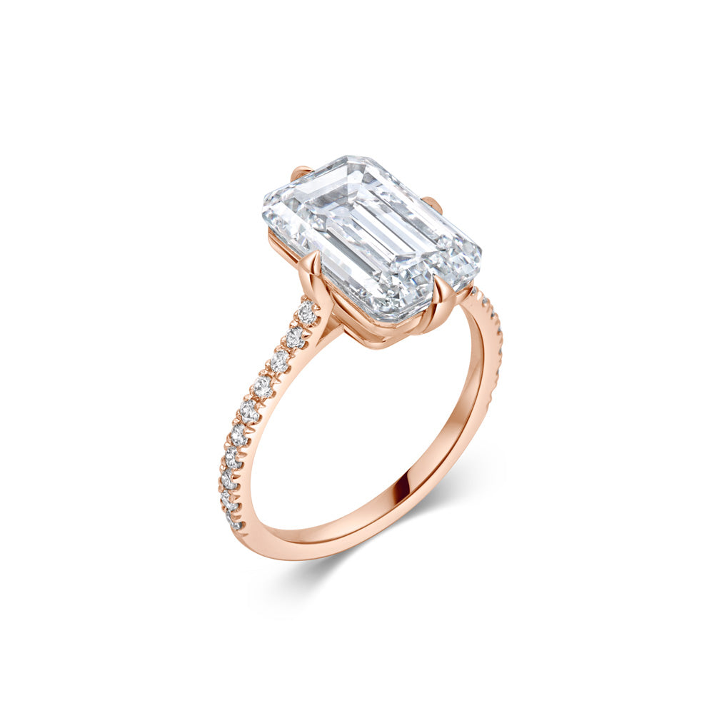 5 CT Emerald Lab-Created Diamond Pave Engagement Ring 5