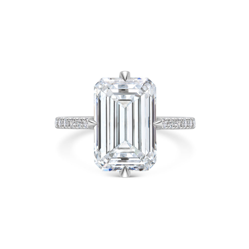 5 CT Emerald Lab-Created Diamond Pave Engagement Ring 7