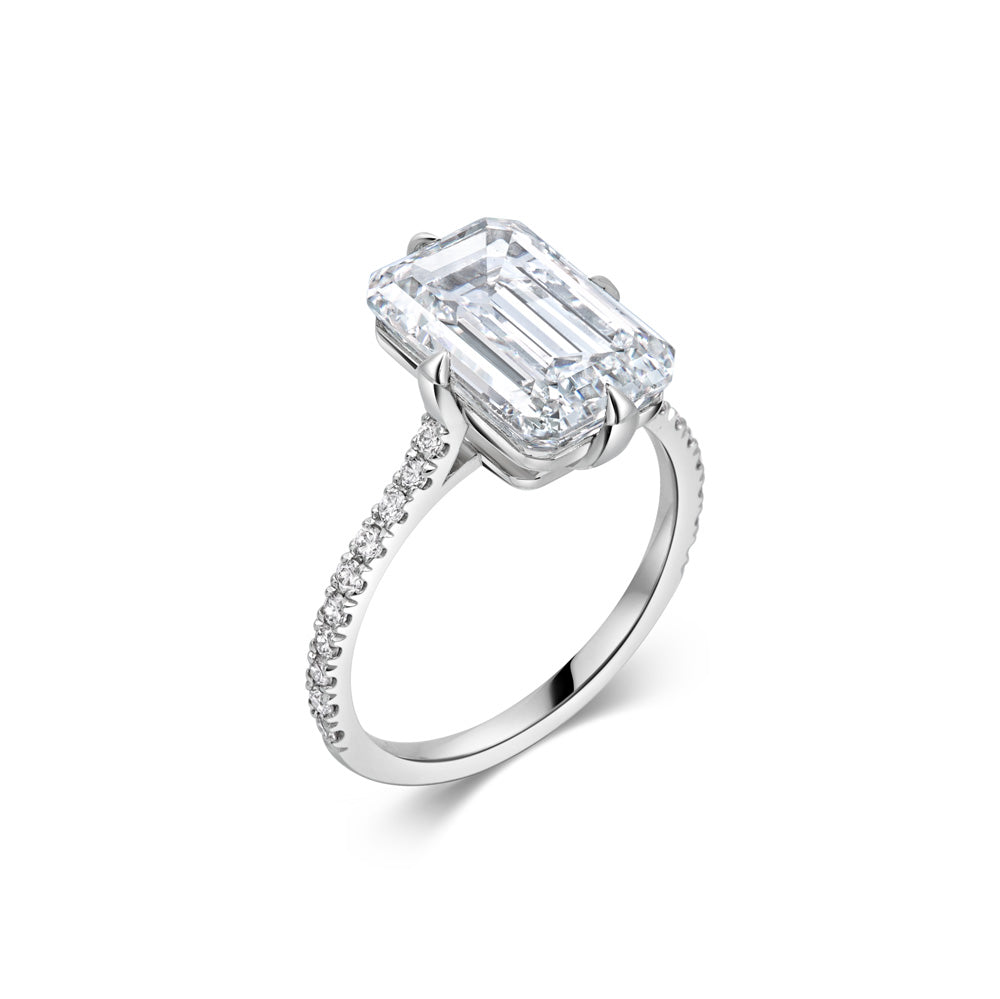 5 CT Emerald Lab-Created Diamond Pave Engagement Ring 8