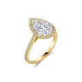 Load image into Gallery viewer, 2 ct Pear F- VS1 Diamond Halo & Pave Moissanite Engagement Ring
