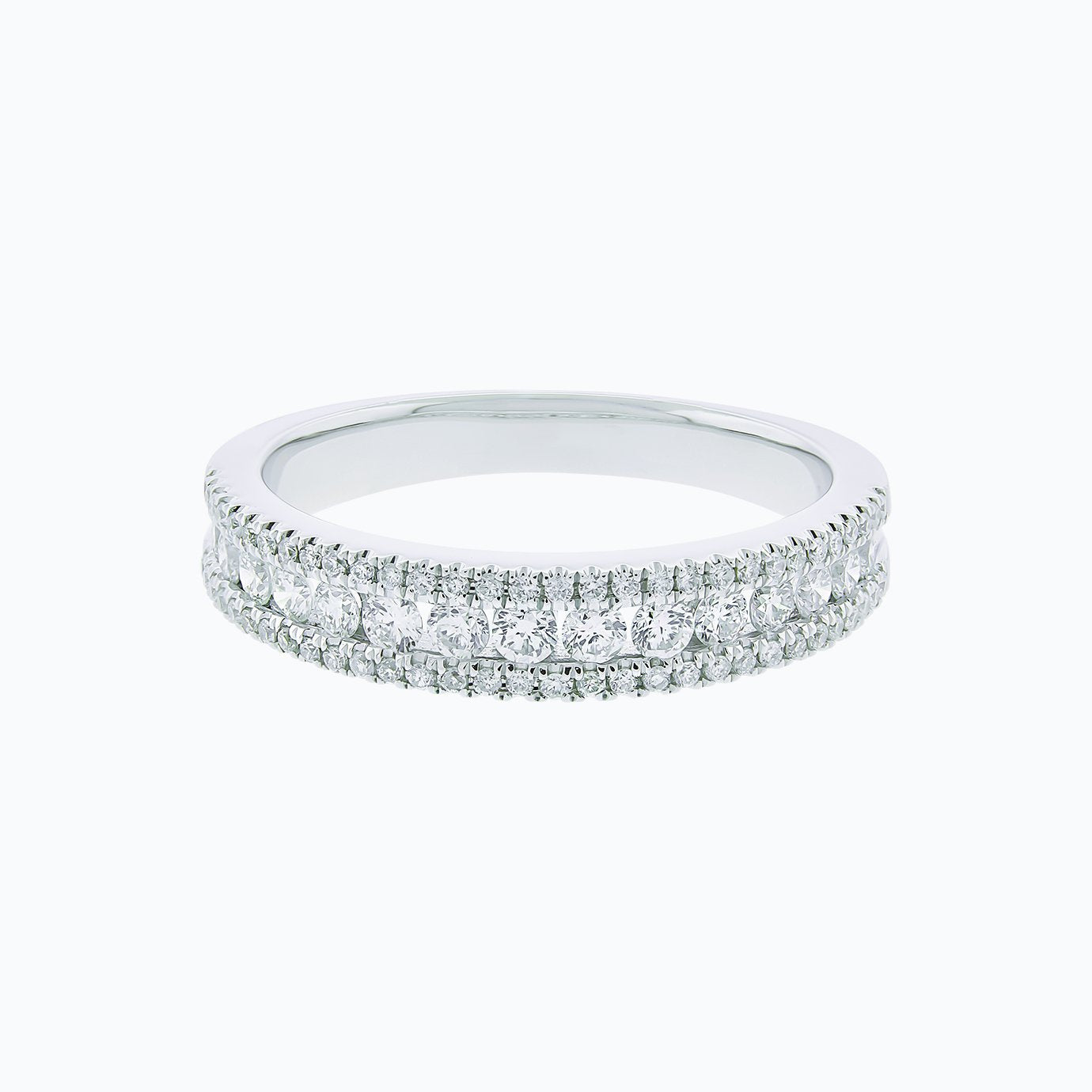 0.70 TCW Round Lab-Grown Diamond Double Row Half Eternity Wedding Band