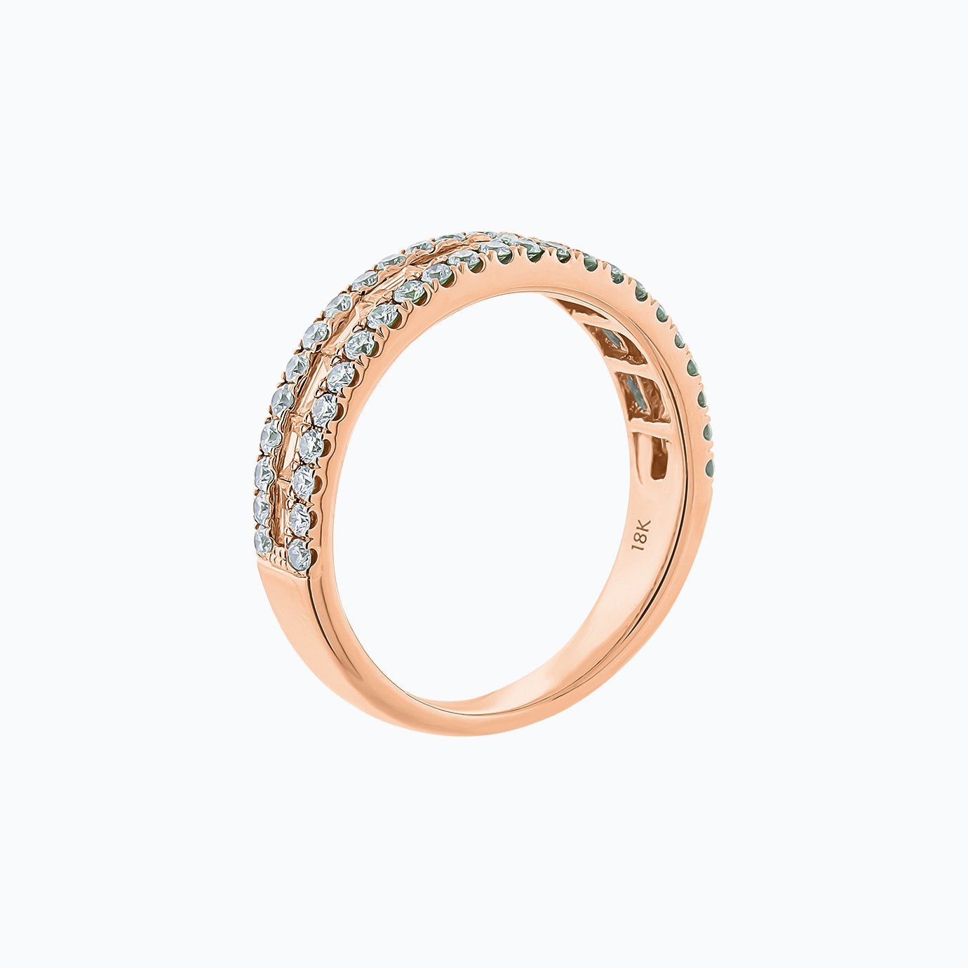 0.90 TCW Round & Baguette Lab-Grown Diamond Gold Half Eternity Band