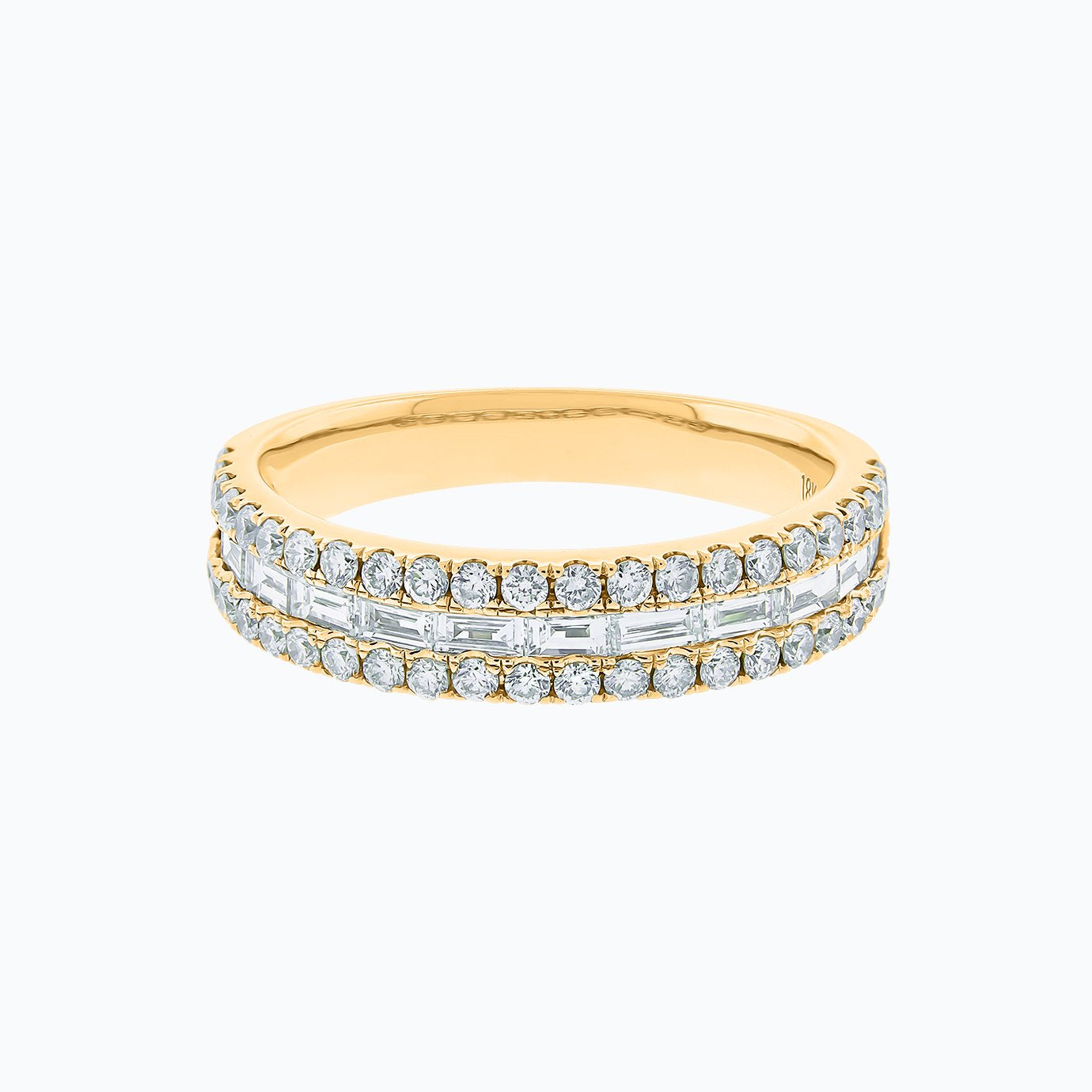 0.90 TCW Round & Baguette Lab-Grown Diamond Gold Half Eternity Band