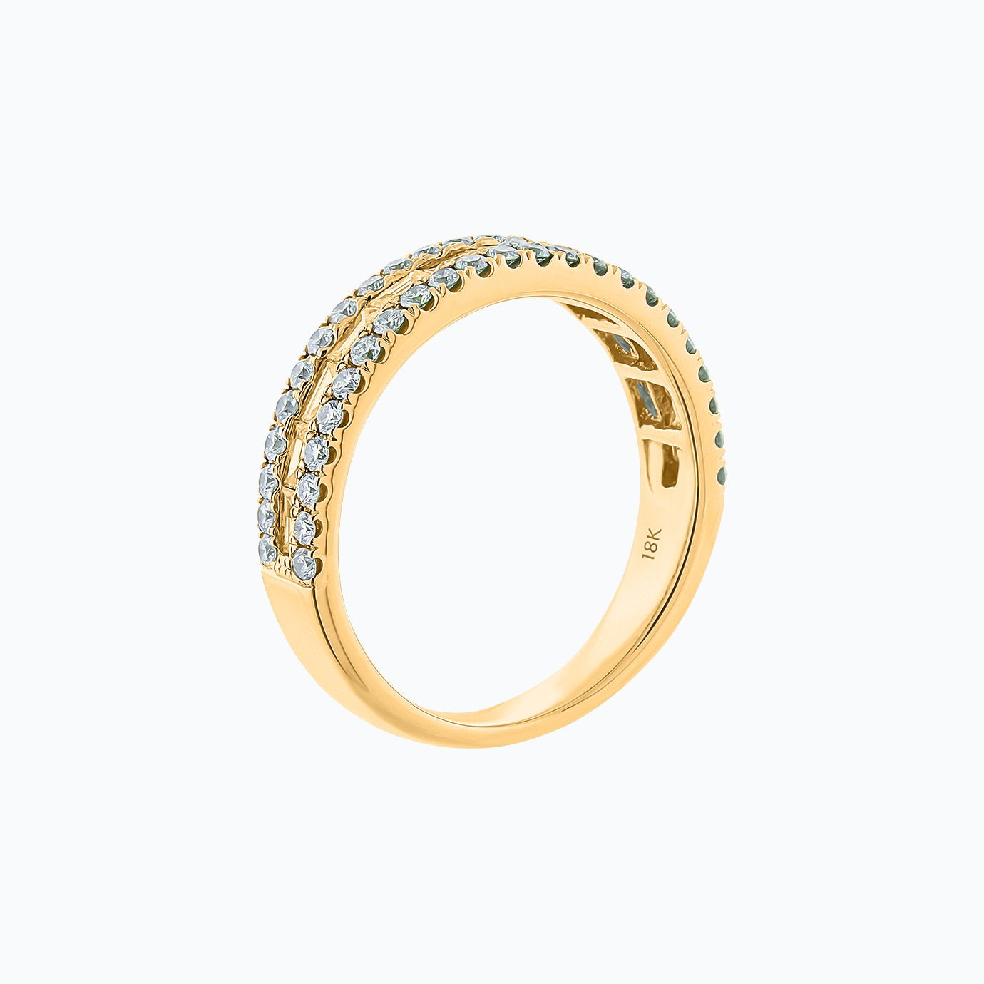0.90 TCW Round & Baguette Lab-Grown Diamond Gold Half Eternity Band 2
