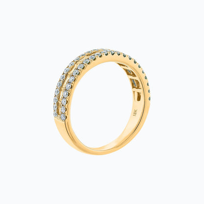 0.90 TCW Round & Baguette Lab-Grown Diamond Gold Half Eternity Band 2