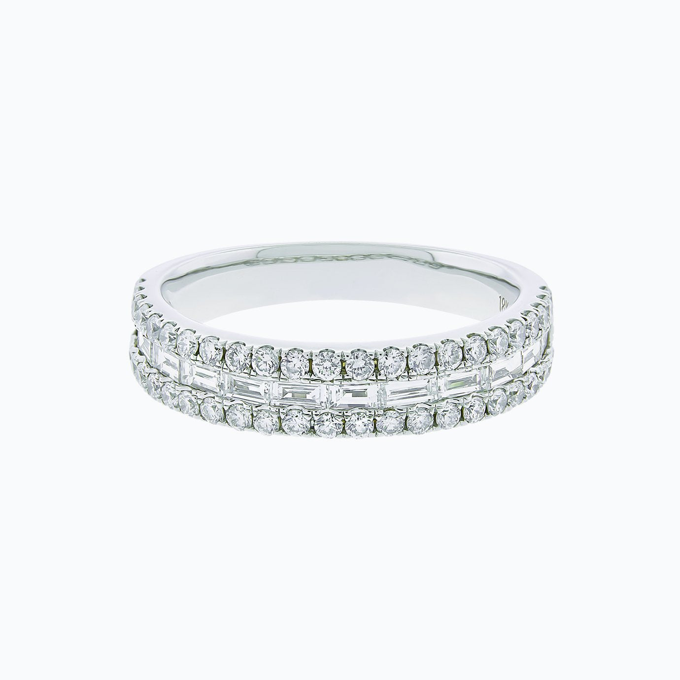 0.90 TCW Round & Baguette Lab-Grown Diamond Gold Half Eternity Band 3