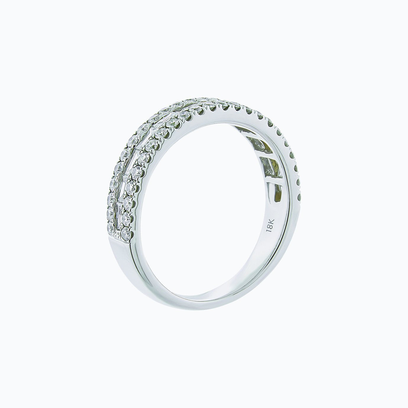 0.90 TCW Round & Baguette Lab-Grown Diamond Gold Half Eternity Band