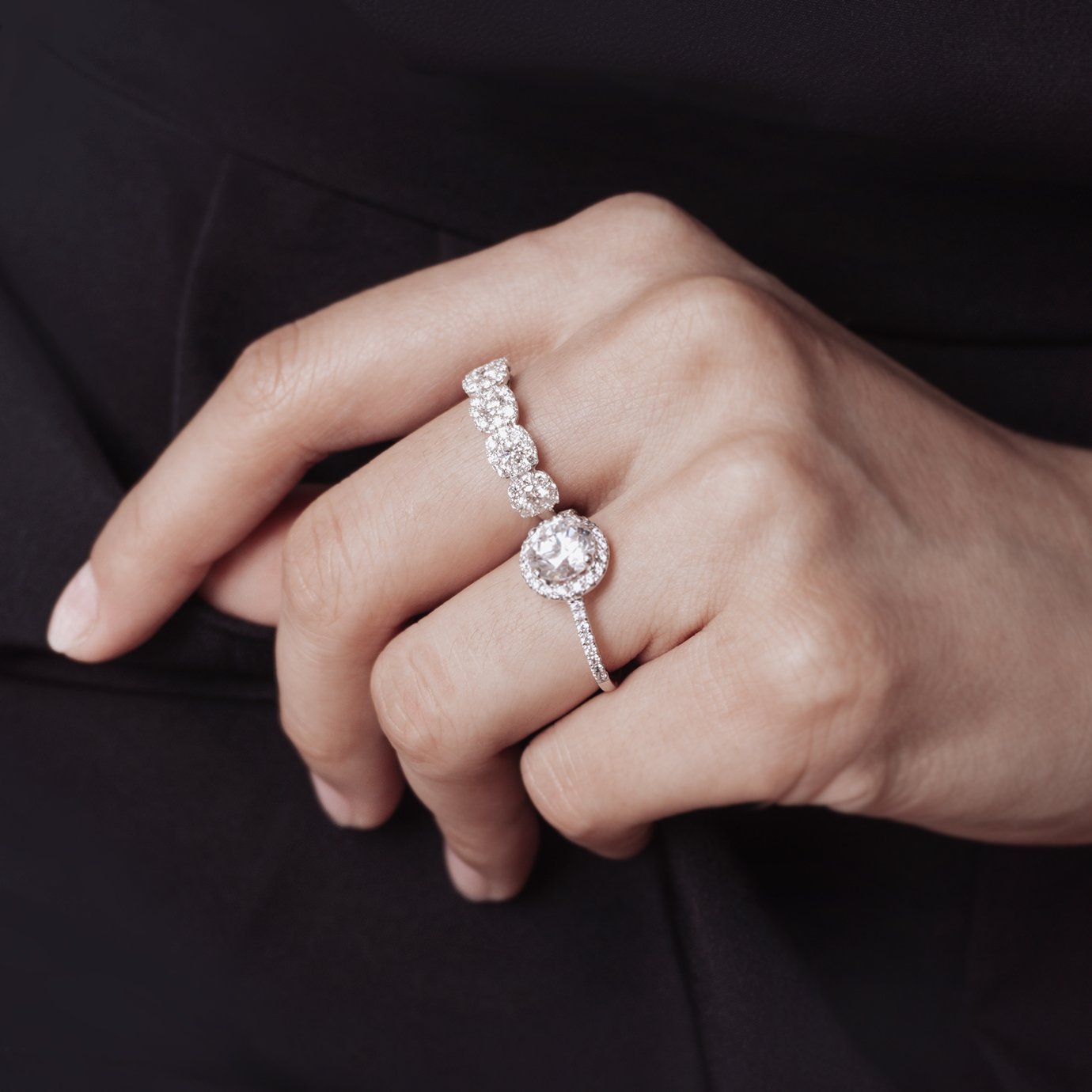 0.80 TCW Round Lab-Grown Diamond Halo Wedding Band 2
