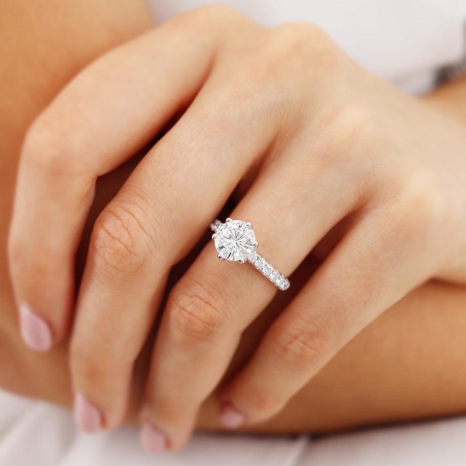 1.90 CT Round  Lab-Grown Diamond Pave Setting Engagement Ring