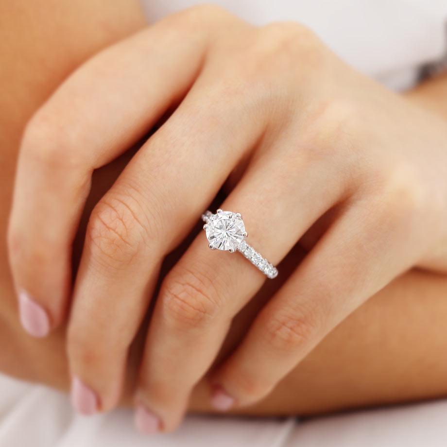 1.90 CT Round Lab-Grown Diamond Pave Setting Engagement Ring 5
