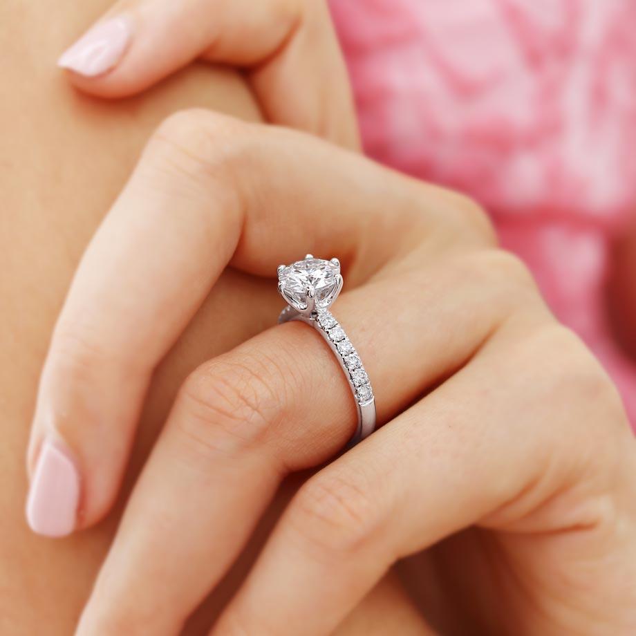 1.90 CT Round Lab-Grown Diamond Pave Setting Engagement Ring 6