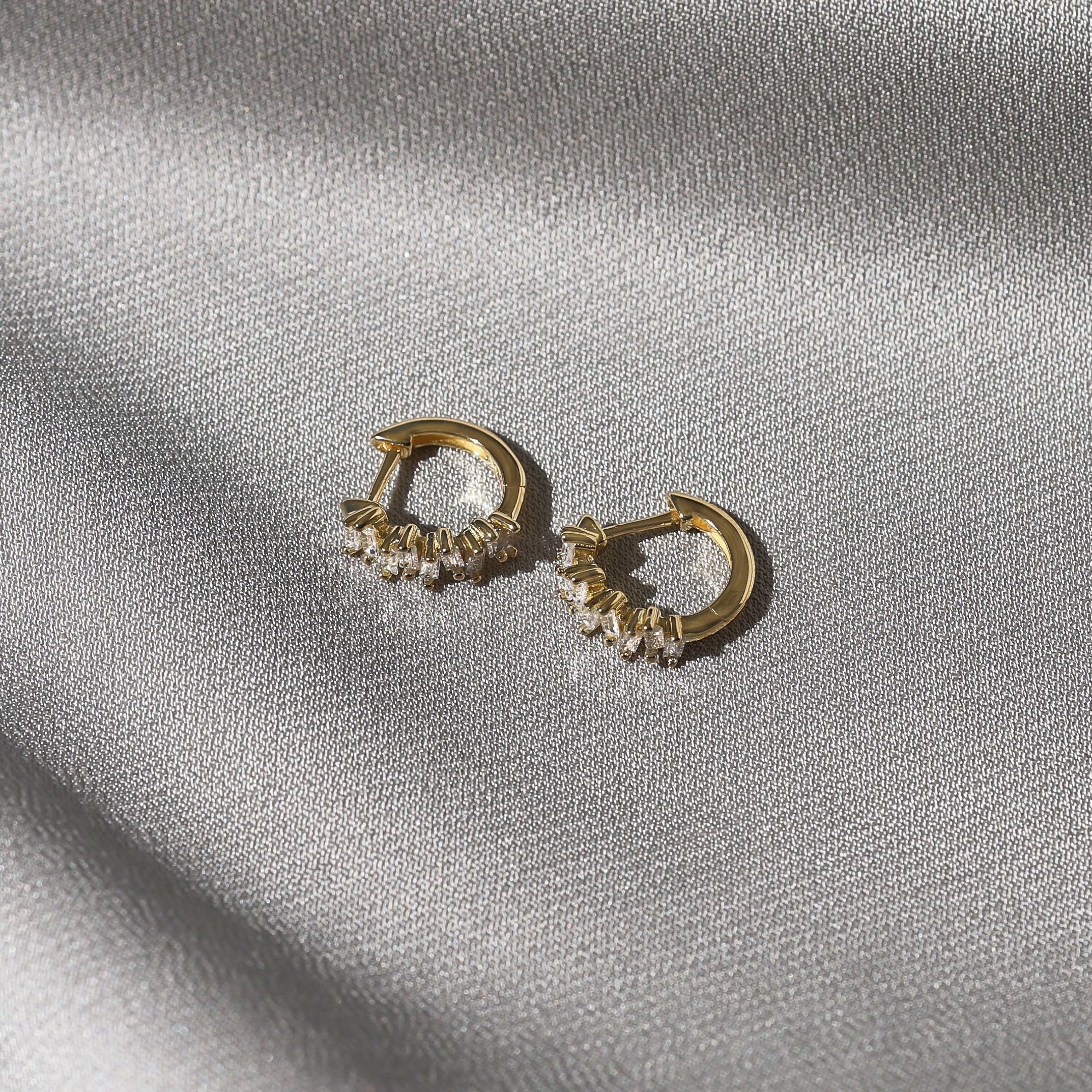 0.45 TCW Baguette Lab-Grown Diamond Gold Hoop Earrings