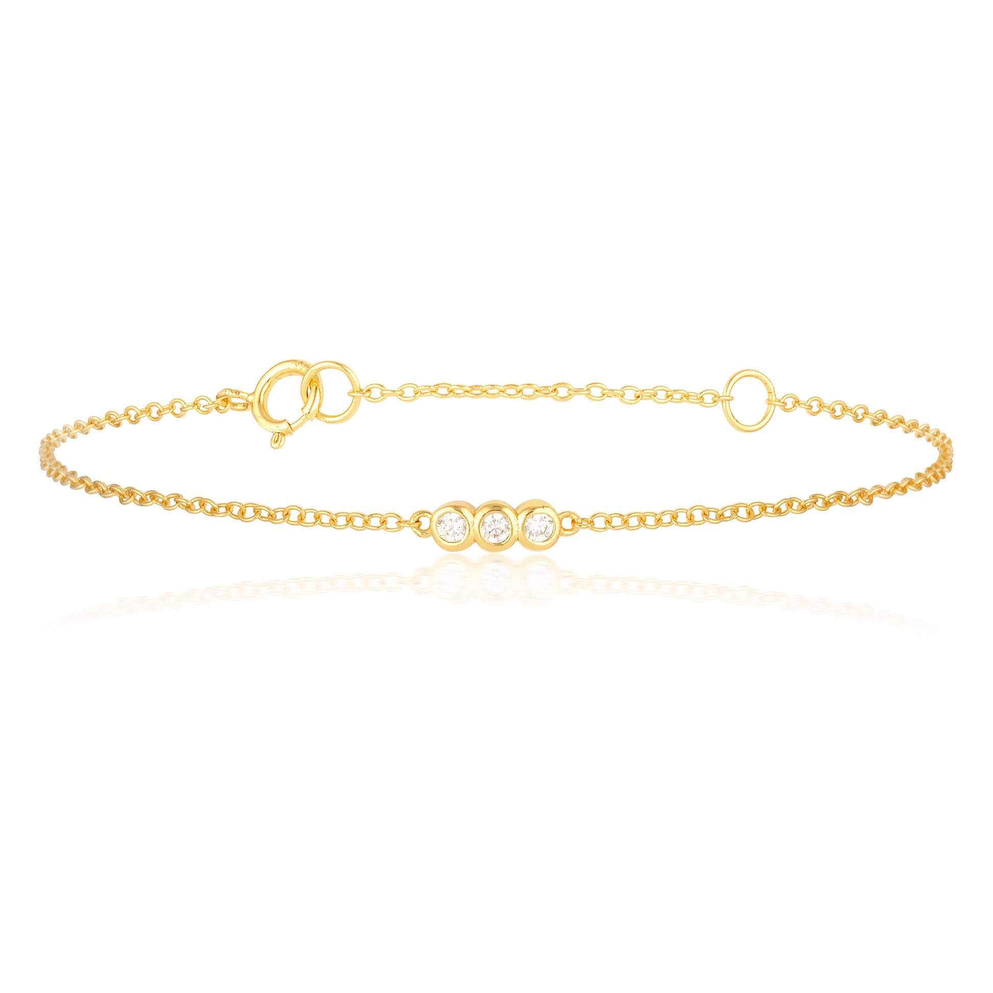 0.1 TCW Round Cut Lab-Grown Diamond Trio Bracelets 2