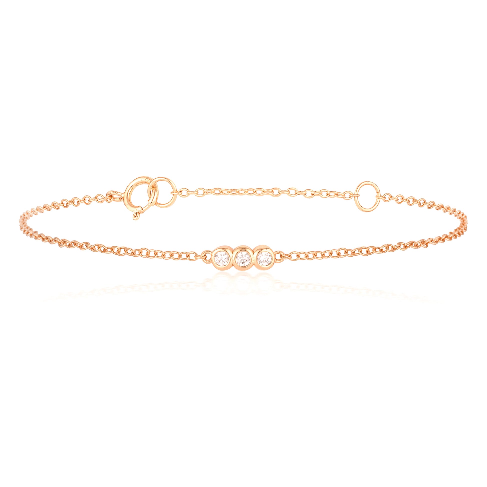 0.1 TCW Round Cut Lab-Grown Diamond Trio Bracelets 3