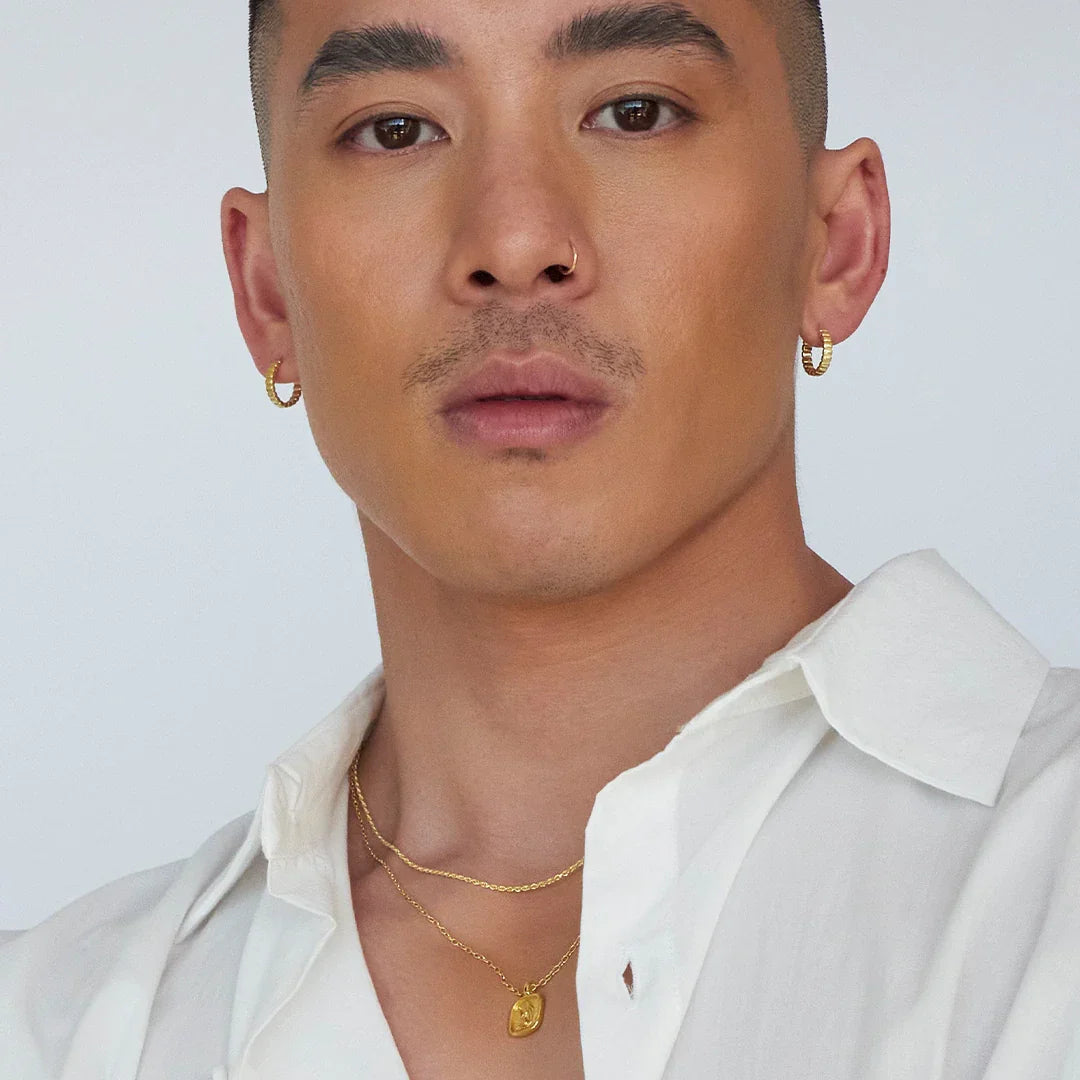 Bold Textured Gold Hoop Earrings for All Genders 10
