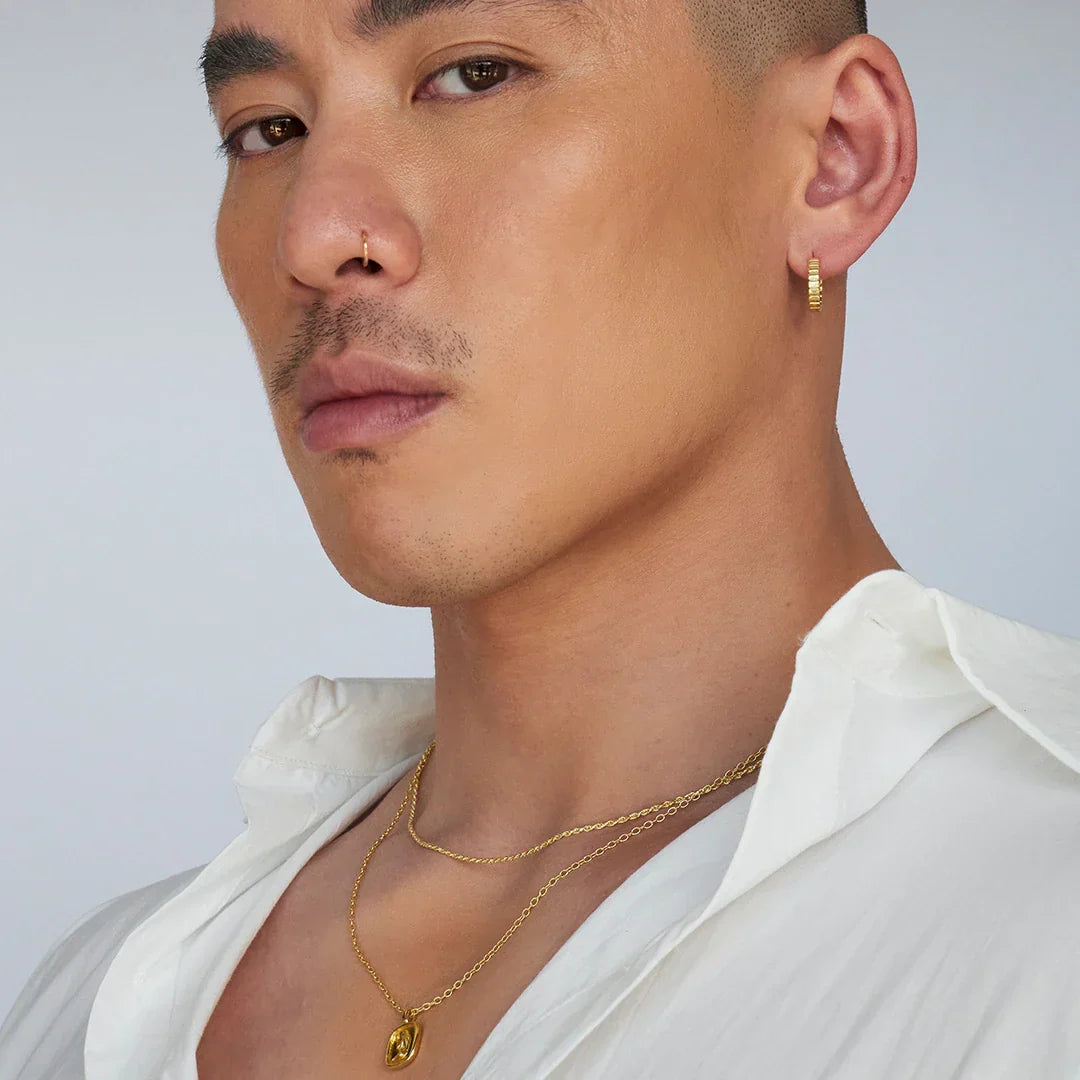 Bold Textured Gold Hoop Earrings for All Genders 5