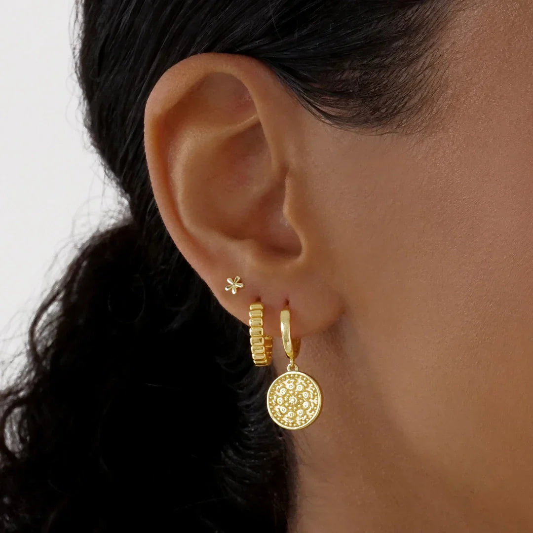 Bold Textured Gold Hoop Earrings for All Genders