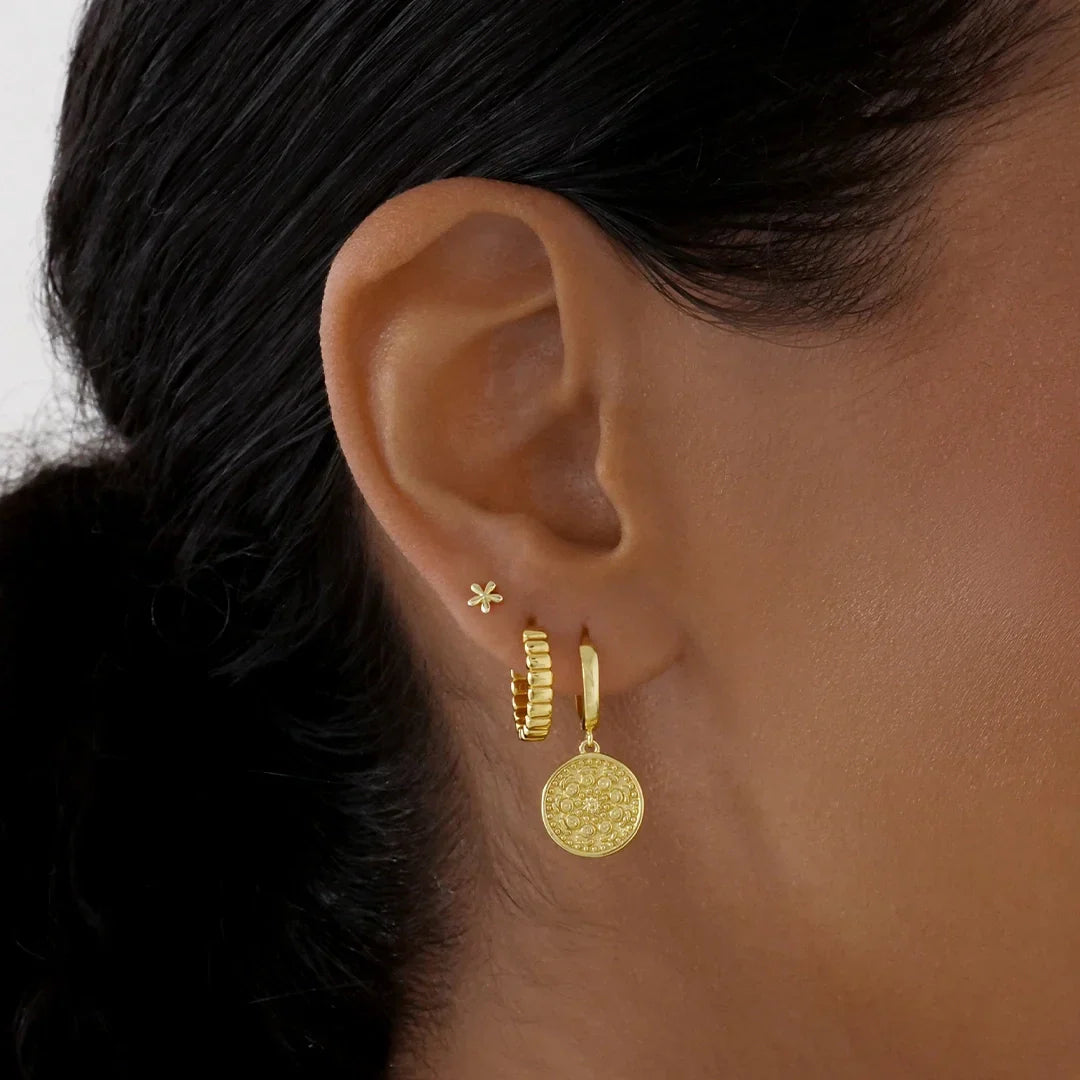 Bold Textured Gold Hoop Earrings for All Genders