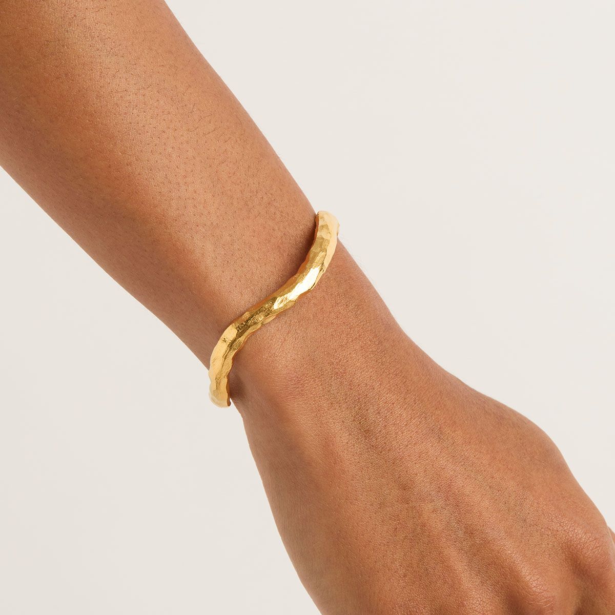 Golden Textured Horizon Cuff Bracelet