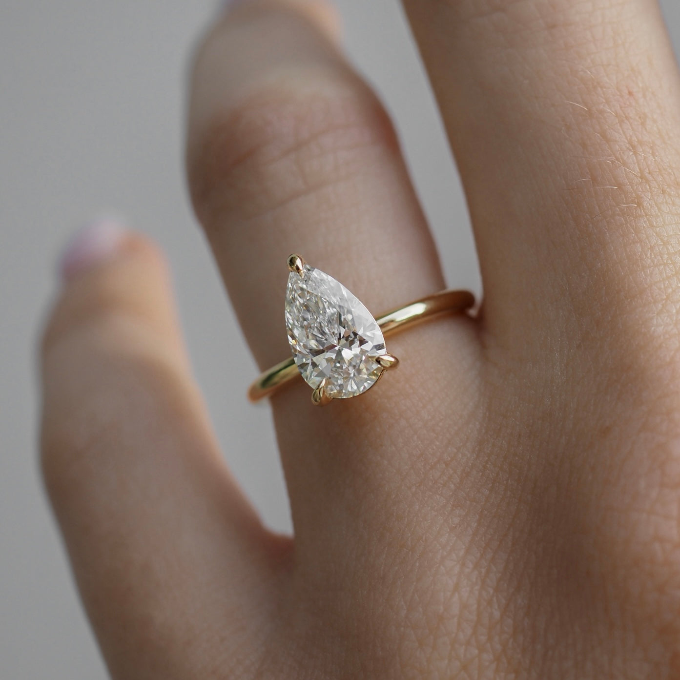Solitaire-Pear Lab Grown Diamond Engagement Ring