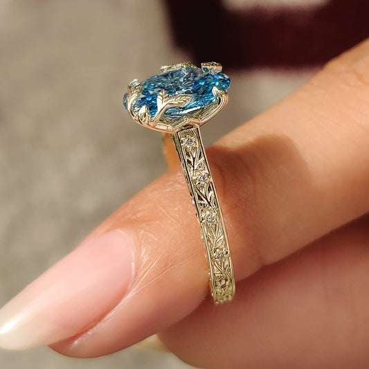 Solitaire Cathedral- 1.8 CT Cushion Lab Grown Diamond Wedding Band
