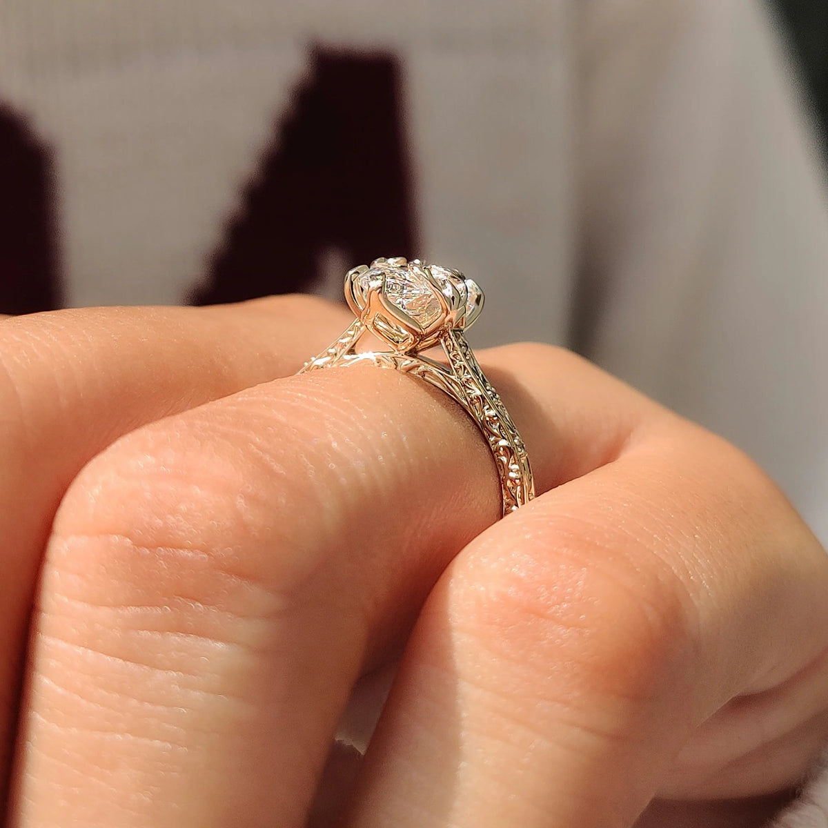 Solitaire Cathedral- 1.8 CT Cushion Lab Grown Diamond Wedding Band