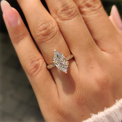 Solitaire Cathedral- 1.8 CT Cushion Lab Grown Diamond Wedding Band