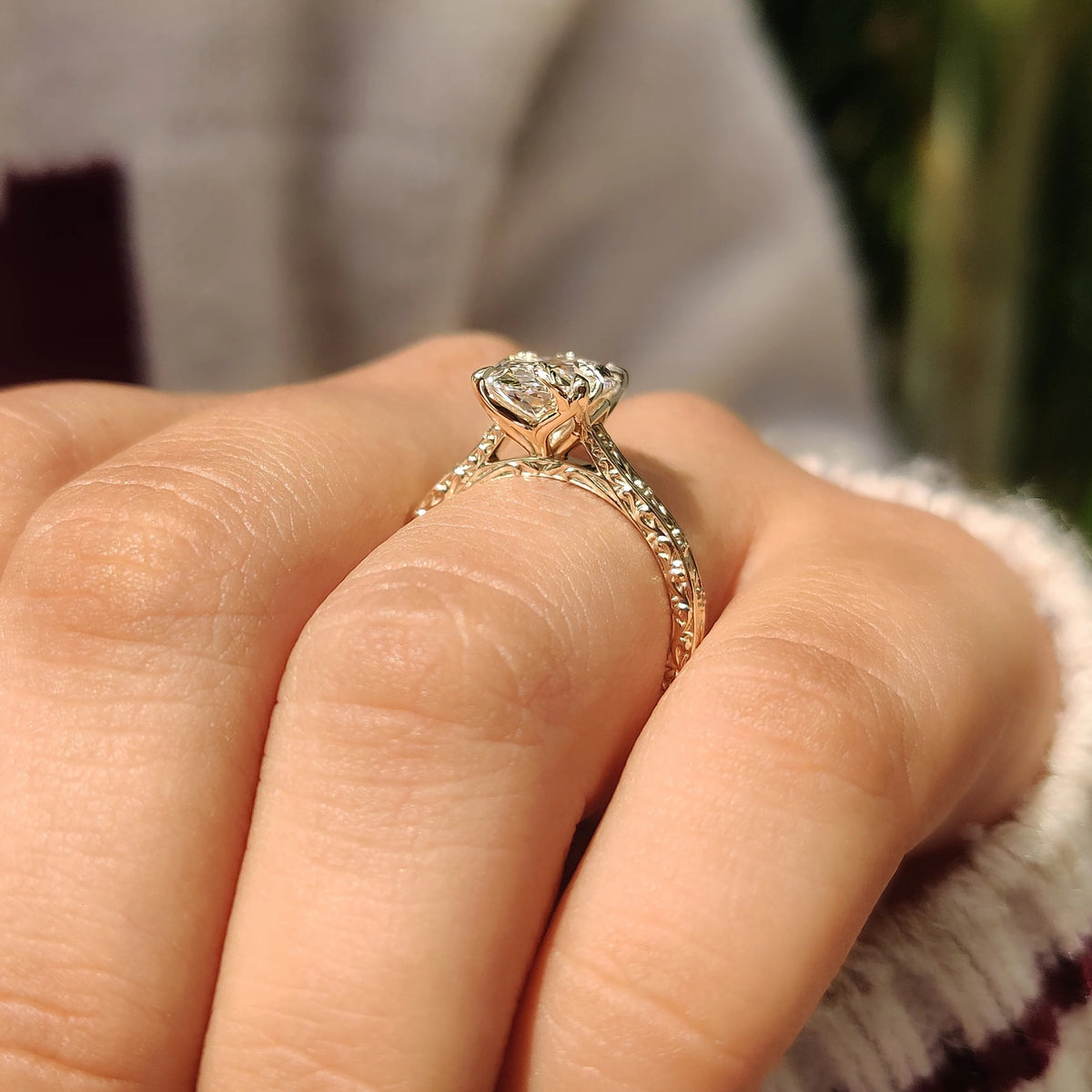 Solitaire Cathedral- 1.8 CT Cushion Lab Grown Diamond Wedding Band