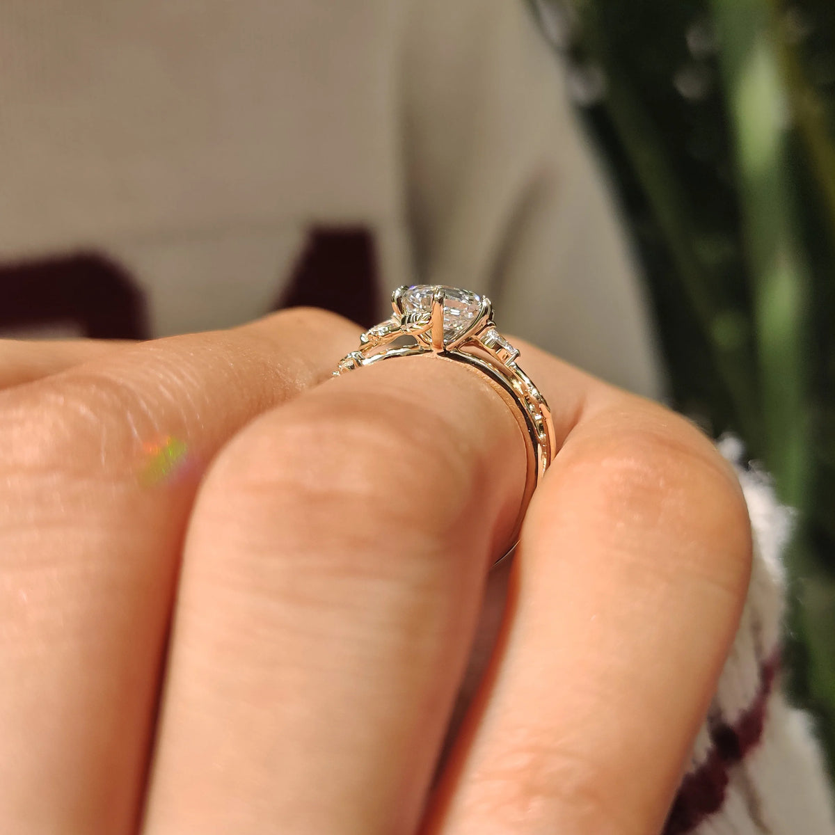 Solitaire Cathedral- 1.8 CT Cushion Lab Grown Diamond Wedding Band